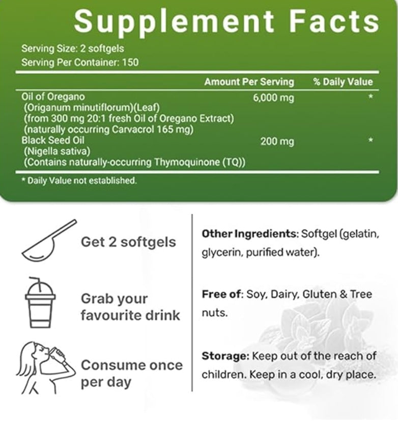 Herbal fusion dual action Oil of Oregano and black seed Softgels