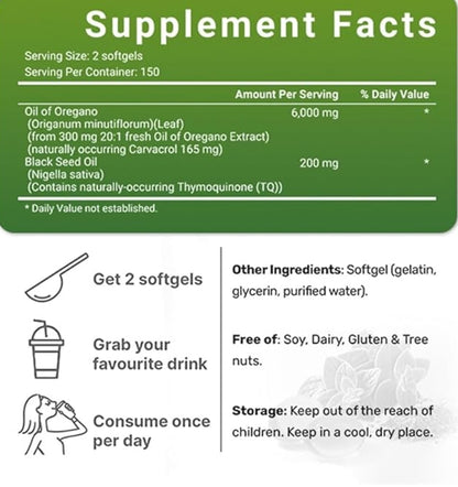 Herbal fusion dual action Oil of Oregano and black seed Softgels